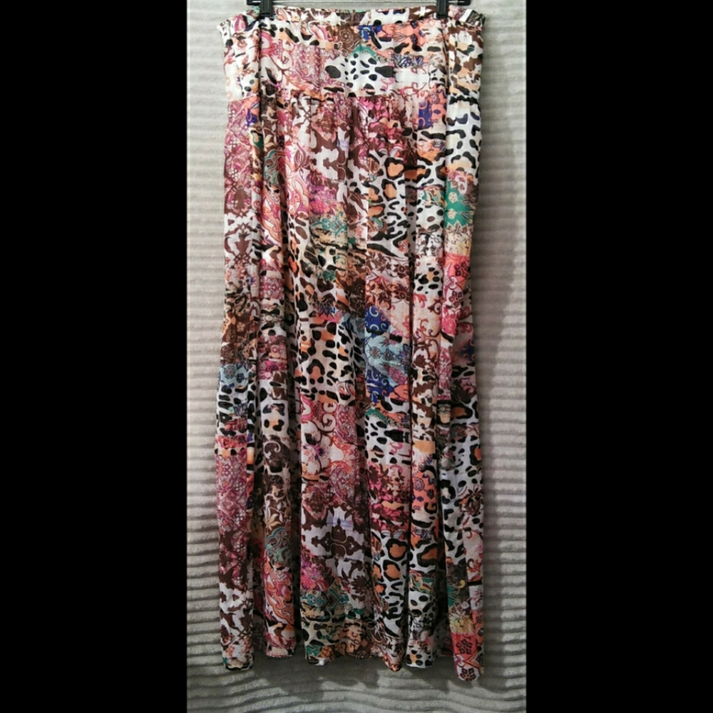 Boston Proper Colorful Wild Print Skirt